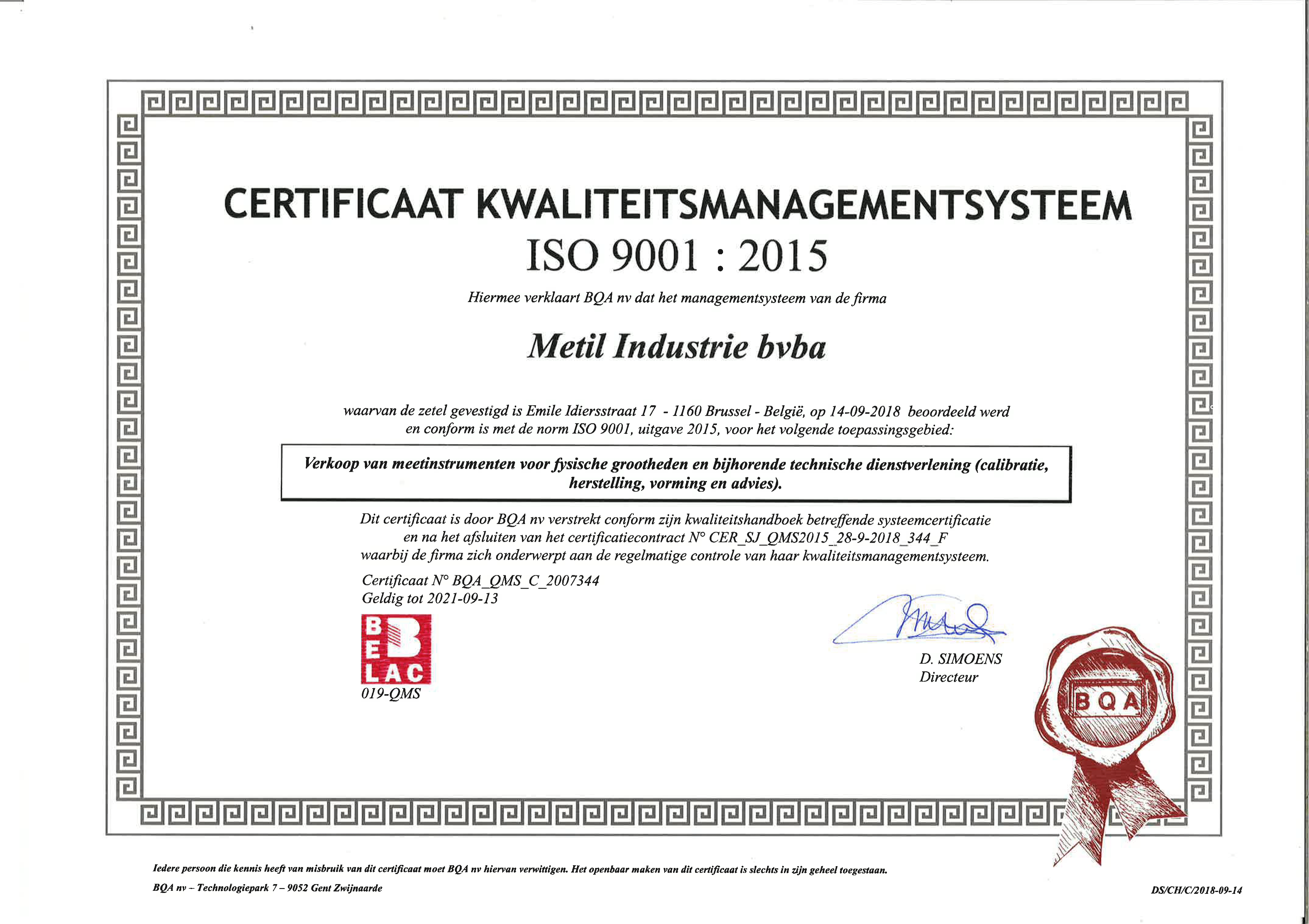 Certificaat ISO 9001:2008