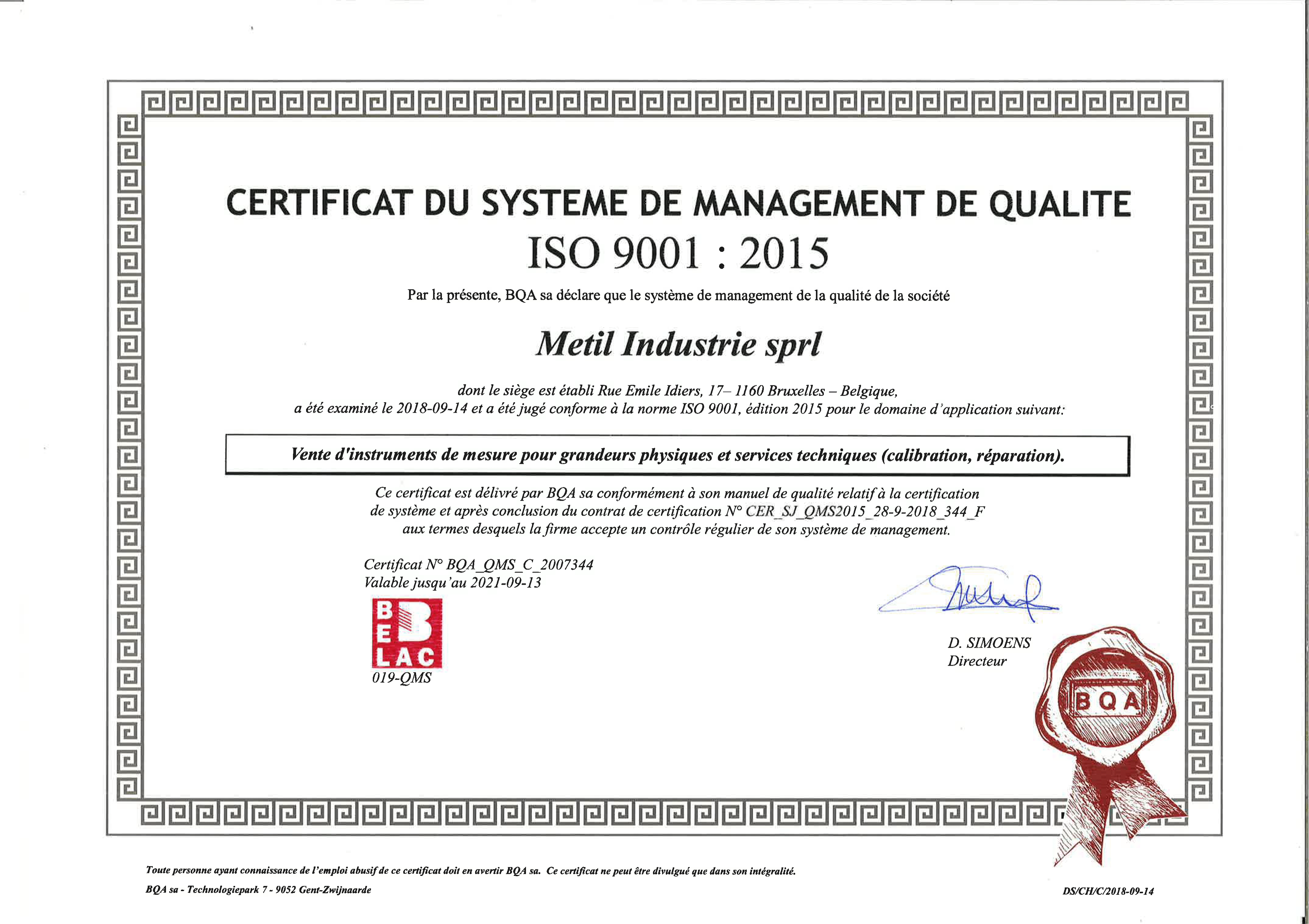 Certificat ISO 9001:2008
