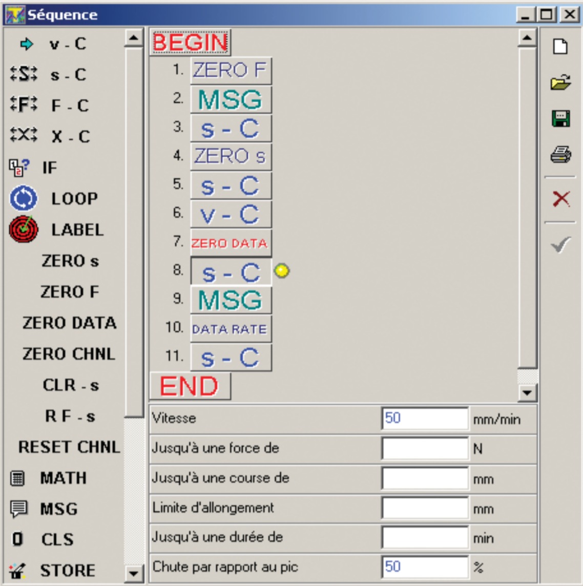 Logiciel pour banc d'essai