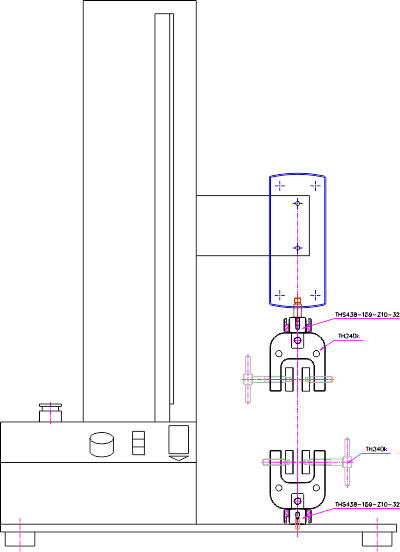 Paar klemmen TH240 op het statief met een digitale dynamometer serie DFX - DFE - DFS